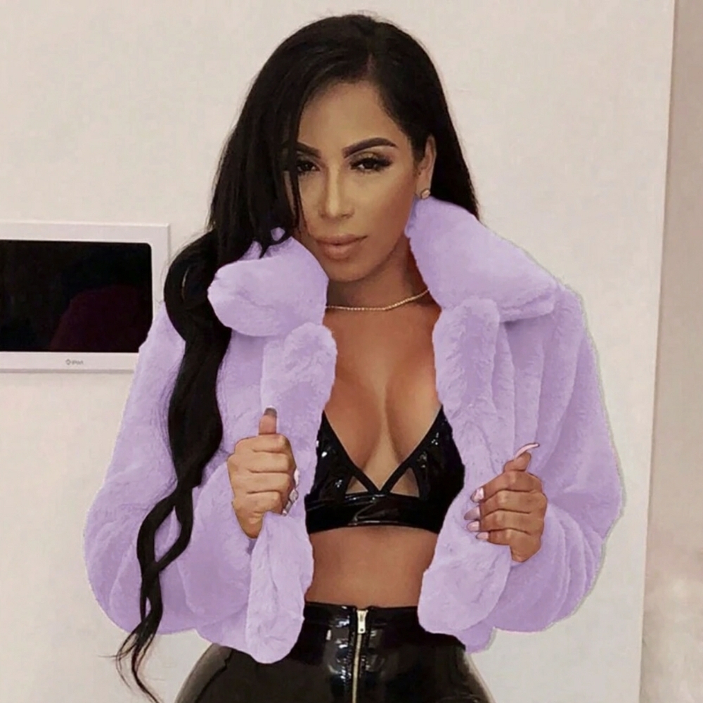 Soft Lilac Faux Fur Jacket